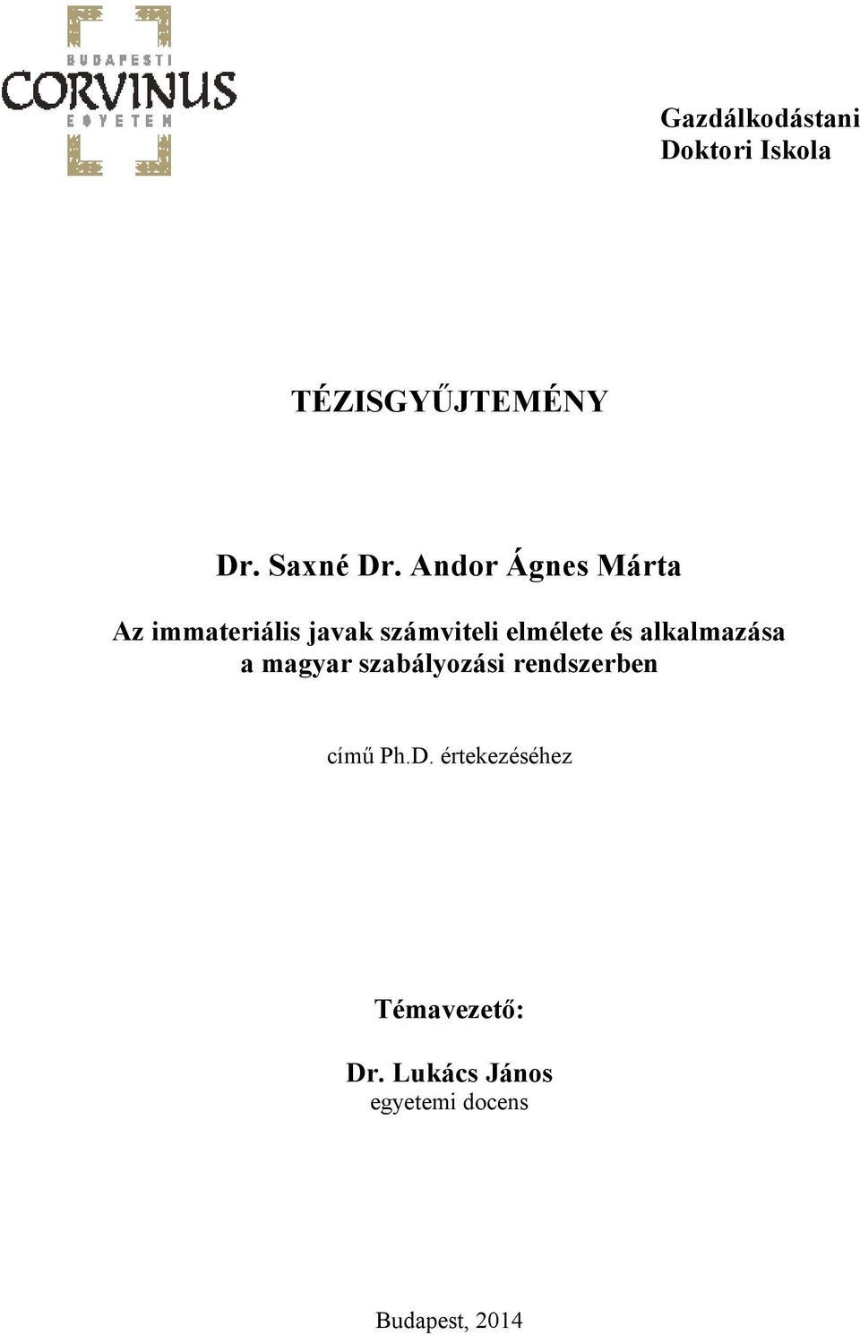 magyar szabályozási rendszerben című Ph.D.