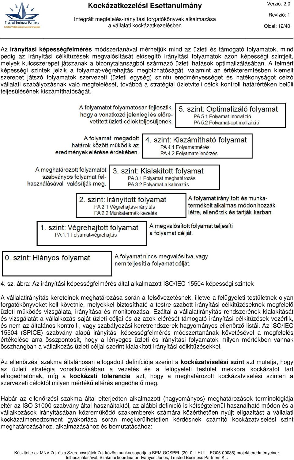 A felmért képességi szintek jelzik a folyamat-végrehajtás megbízhatóságát, valamint az értékteremtésben kiemelt szerepet játszó folyamatok szervezeti (üzleti egység) szintű eredményességet és