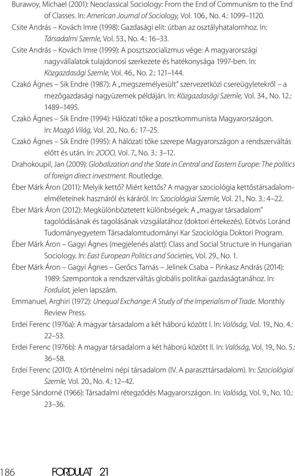 Csite András Kovách Imre (1999): A posztszocializmus vége: A magyarországi nagyvállalatok tulajdonosi szerkezete és hatékonysága 1997-ben. In: Közgazdasági Szemle, Vol. 46., No. 2.: 121 144.