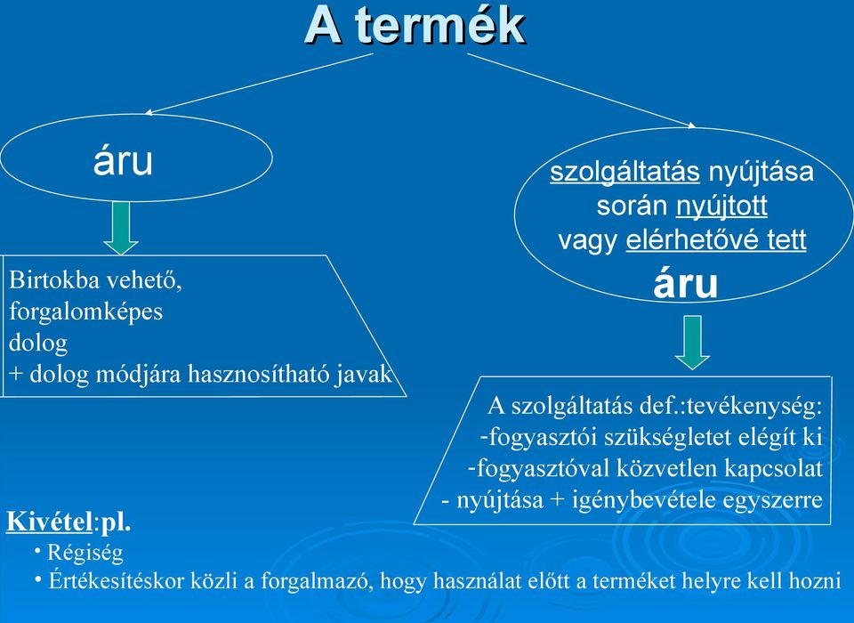 :tevékenység: -fogyasztói szükségletet elégít ki -fogyasztóval közvetlen kapcsolat - nyújtása +