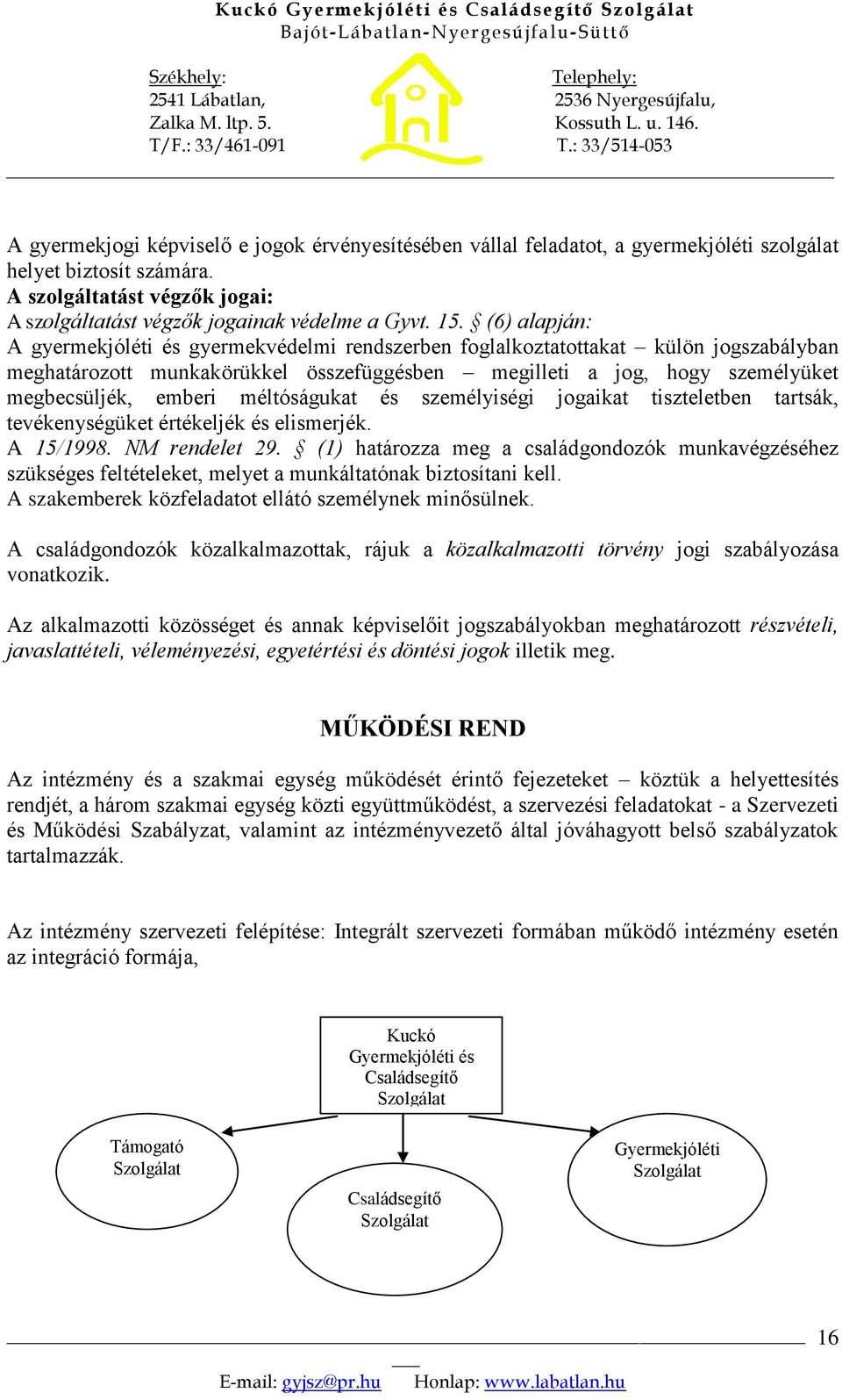 emberi méltóságukat és személyiségi jogaikat tiszteletben tartsák, tevékenységüket értékeljék és elismerjék. A 15/1998. NM rendelet 29.