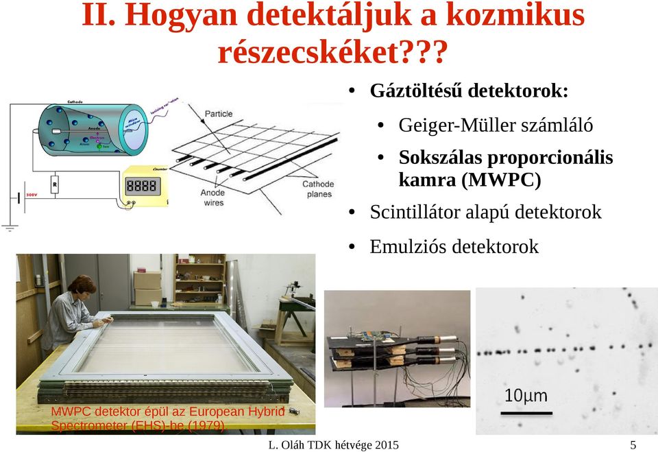 proporcionális kamra (MWPC) Scintillátor alapú detektorok