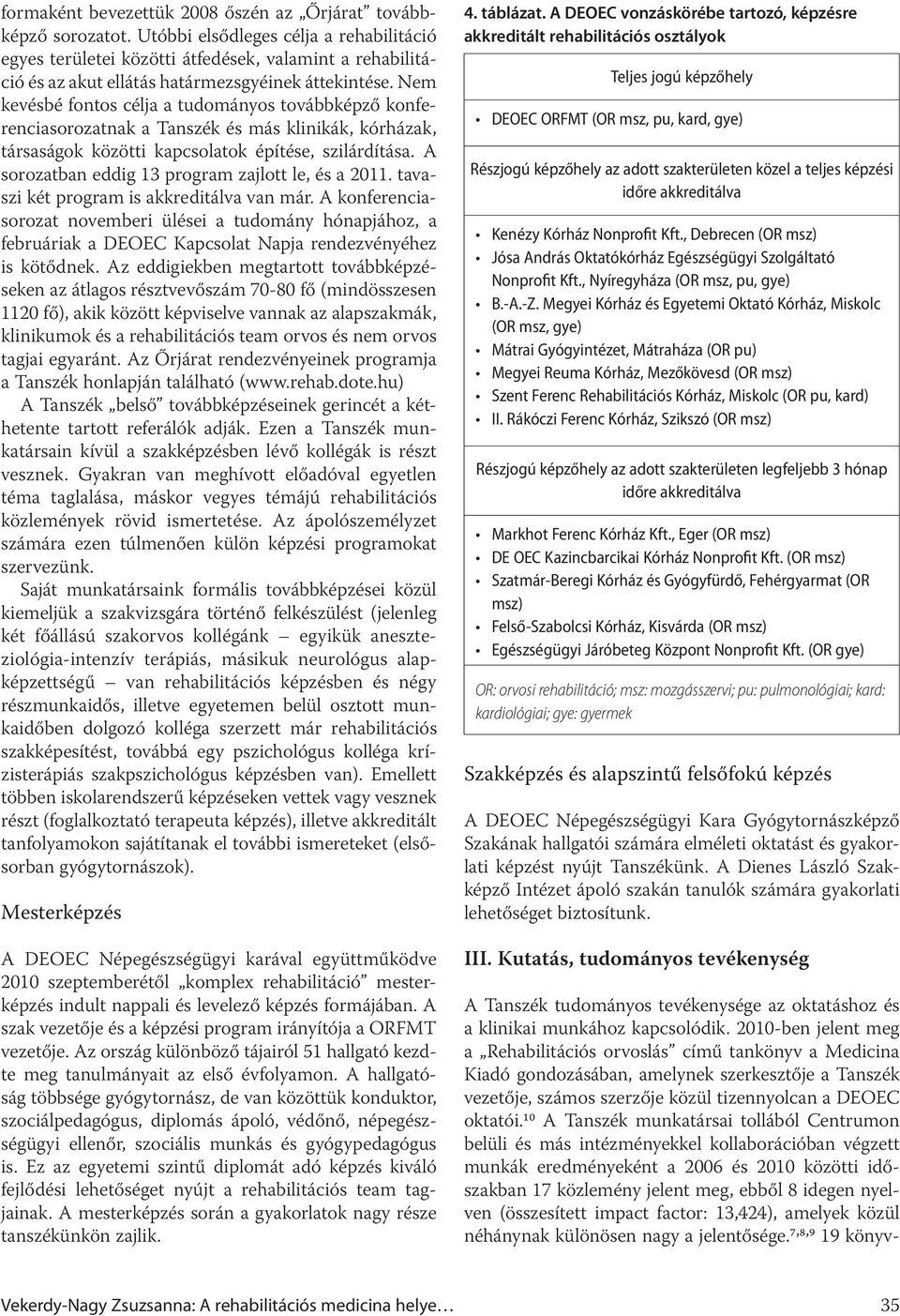 Nem kevésbé fontos célja a tudományos továbbképző konferenciasorozatnak a Tanszék és más klinikák, kórházak, társaságok közötti kapcsolatok építése, szilárdítása.