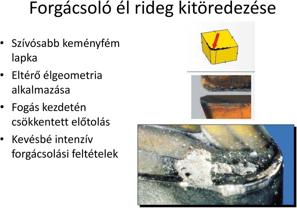 élgeometria alkalmazása Fogás kezdetén