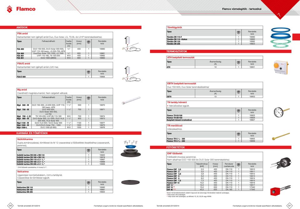110-160, TS 120-200 M 8 400 1 18962 FSA 801 DUO 1000 (Ø850) M 8 800 1 18963 FSA/E anód Karbantartást nem igénylő anód LS/E-hez.