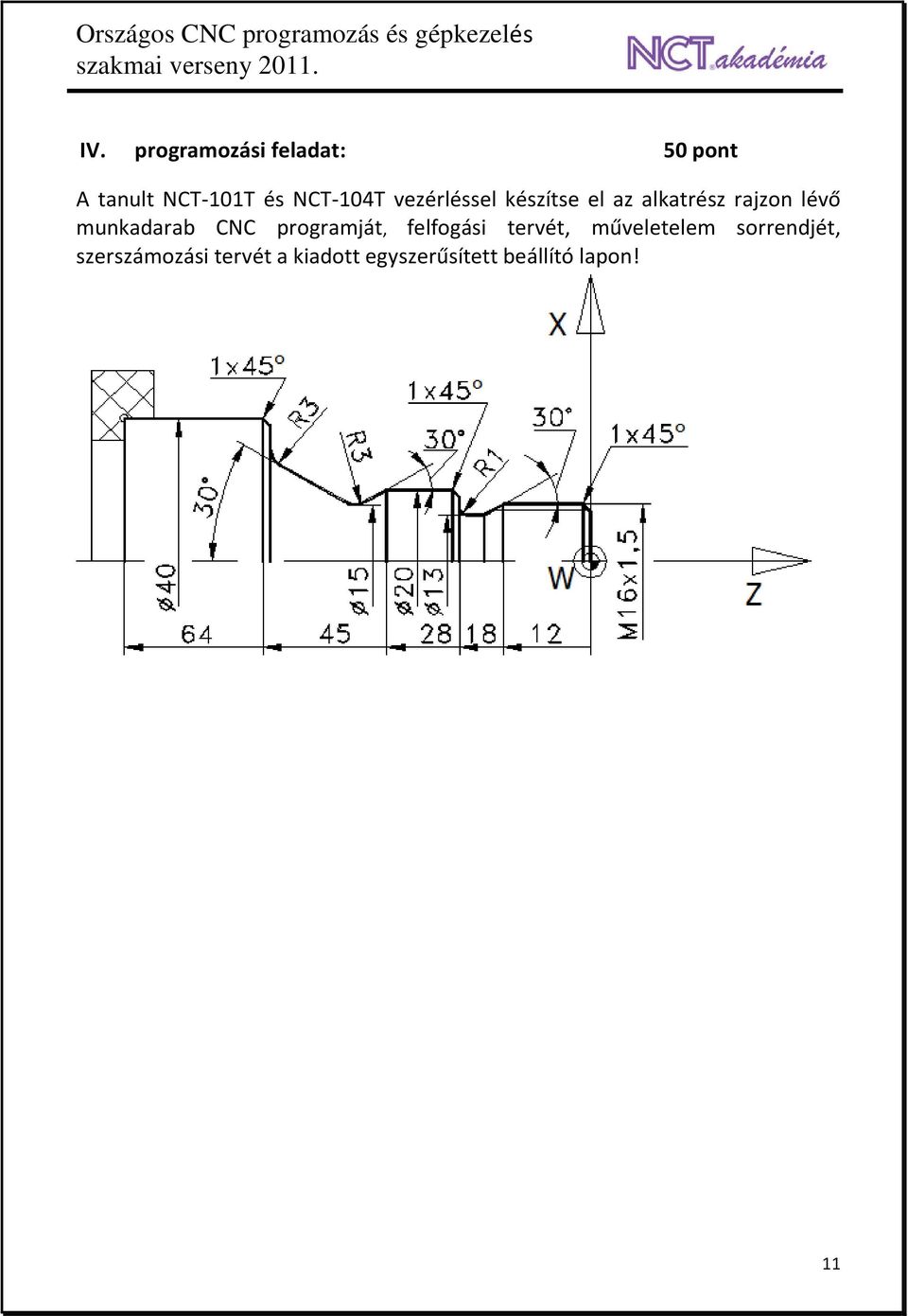 munkadarab CNC programját, felfogási tervét, műveletelem