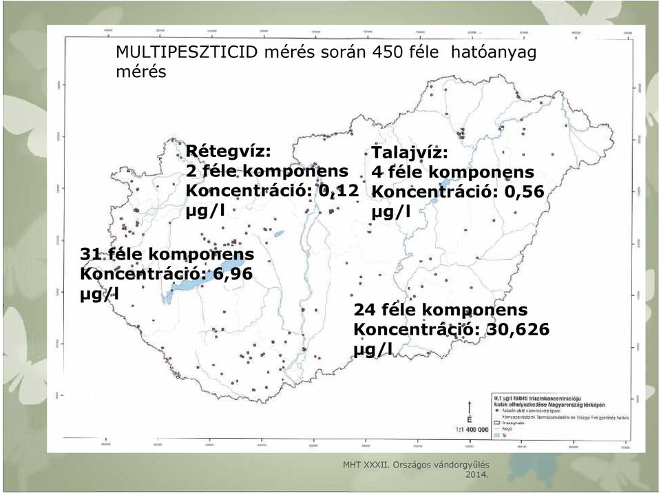 4 féle komponens Koncentráció: 0,56 µg/l 31 féle komponens