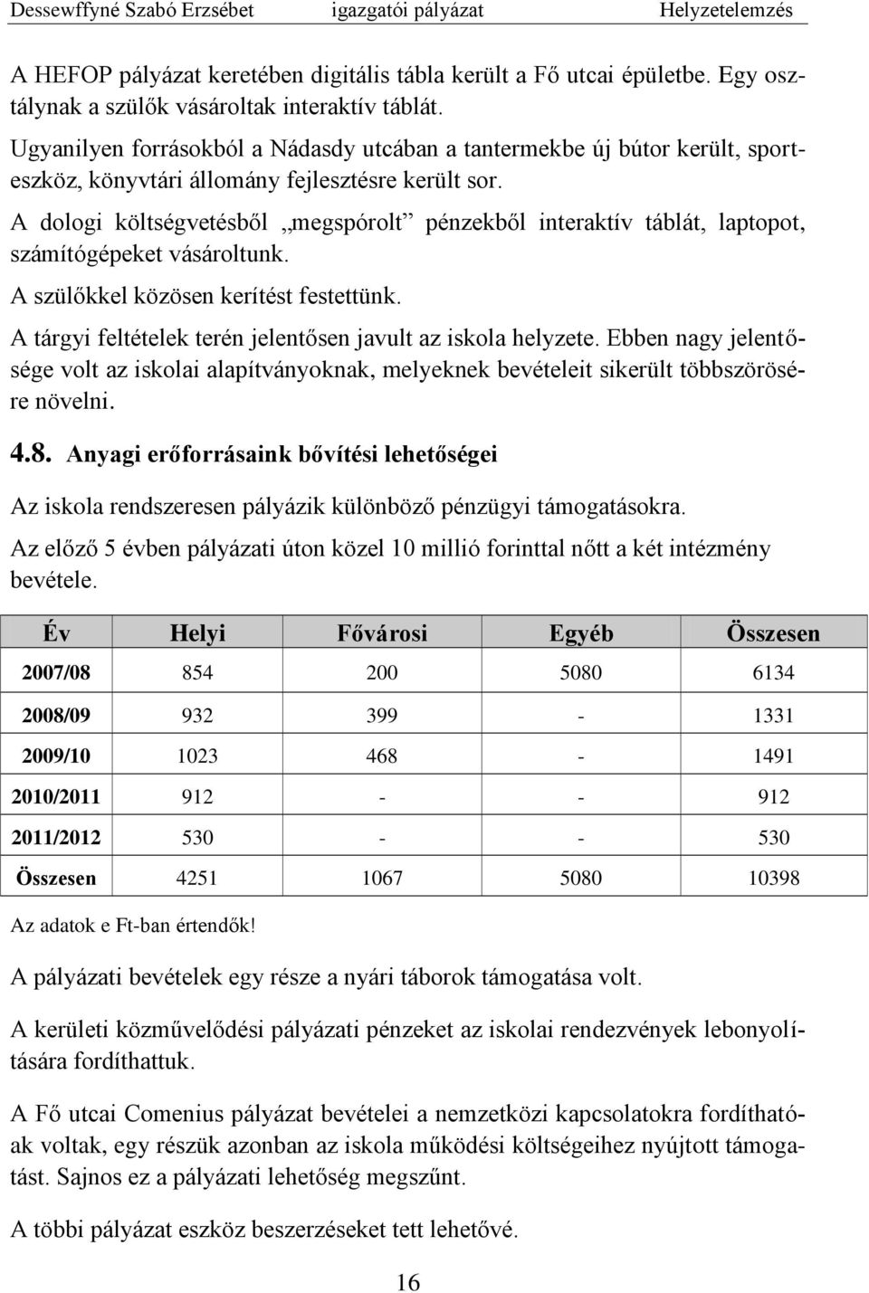 A dologi költségvetésből megspórolt pénzekből interaktív táblát, laptopot, számítógépeket vásároltunk. A szülőkkel közösen kerítést festettünk.