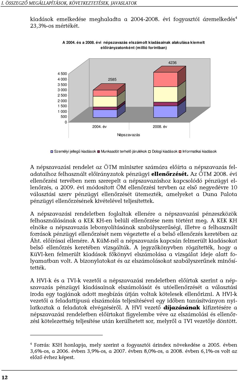 év Népszavazás Személyi jellegű kiadások Munkaadót terhelő járulékok Dologi kiadások Informatikai kiadások A népszavazási rendelet az ÖTM miniszter számára előírta a népszavazás feladataihoz