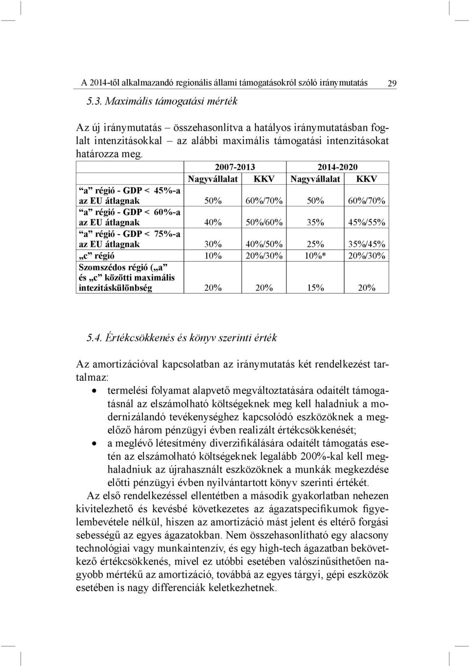 2007-2013 2014-2020 Nagyvállalat KKV Nagyvállalat KKV a régió - GDP < 45%-a az EU átlagnak 50% 60%/70% 50% 60%/70% a régió - GDP < 60%-a az EU átlagnak 40% 50%/60% 35% 45%/55% a régió - GDP < 75%-a