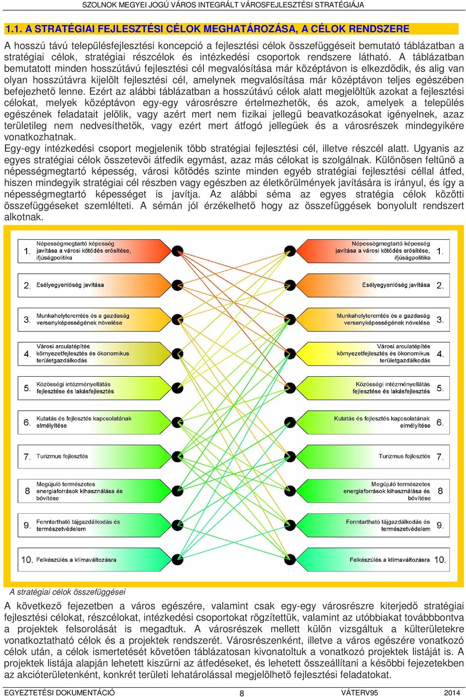 A táblázatban bemutatott minden hosszútávú fejlesztési cél megvalósítása már középtávon is elkezdődik, és alig van olyan hosszútávra kijelölt fejlesztési cél, amelynek megvalósítása már középtávon