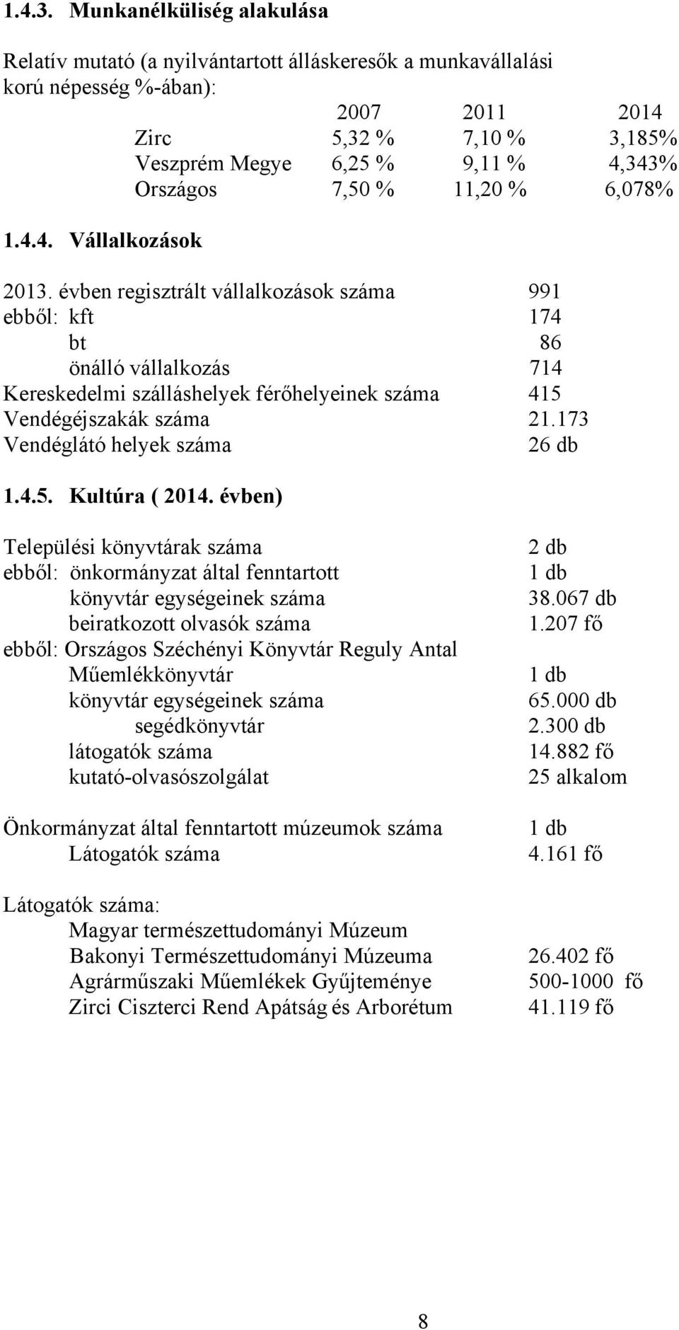 7,50 % 11,20 % 6,078% 1.4.4. Vállalkozások 2013.