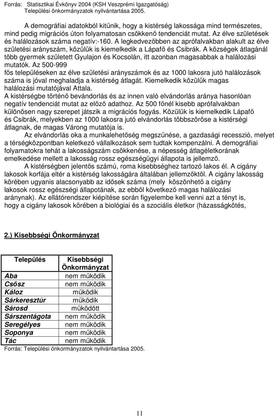 A legkedvezőbben az aprófalvakban alakult az élve születési arányszám, közülük is kiemelkedik a Lápafő és Csibrák.