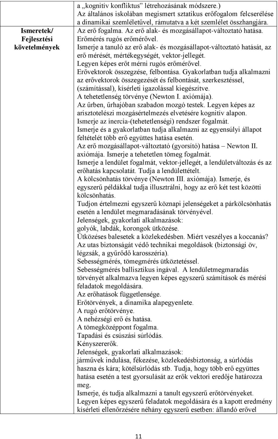 Erőmérés rugós erőmérővel. Ismerje a tanuló az erő alak- és mozgásállapot-változtató hatását, az erő mérését, mértékegységét, vektor-jellegét. Legyen képes erőt mérni rugós erőmérővel.