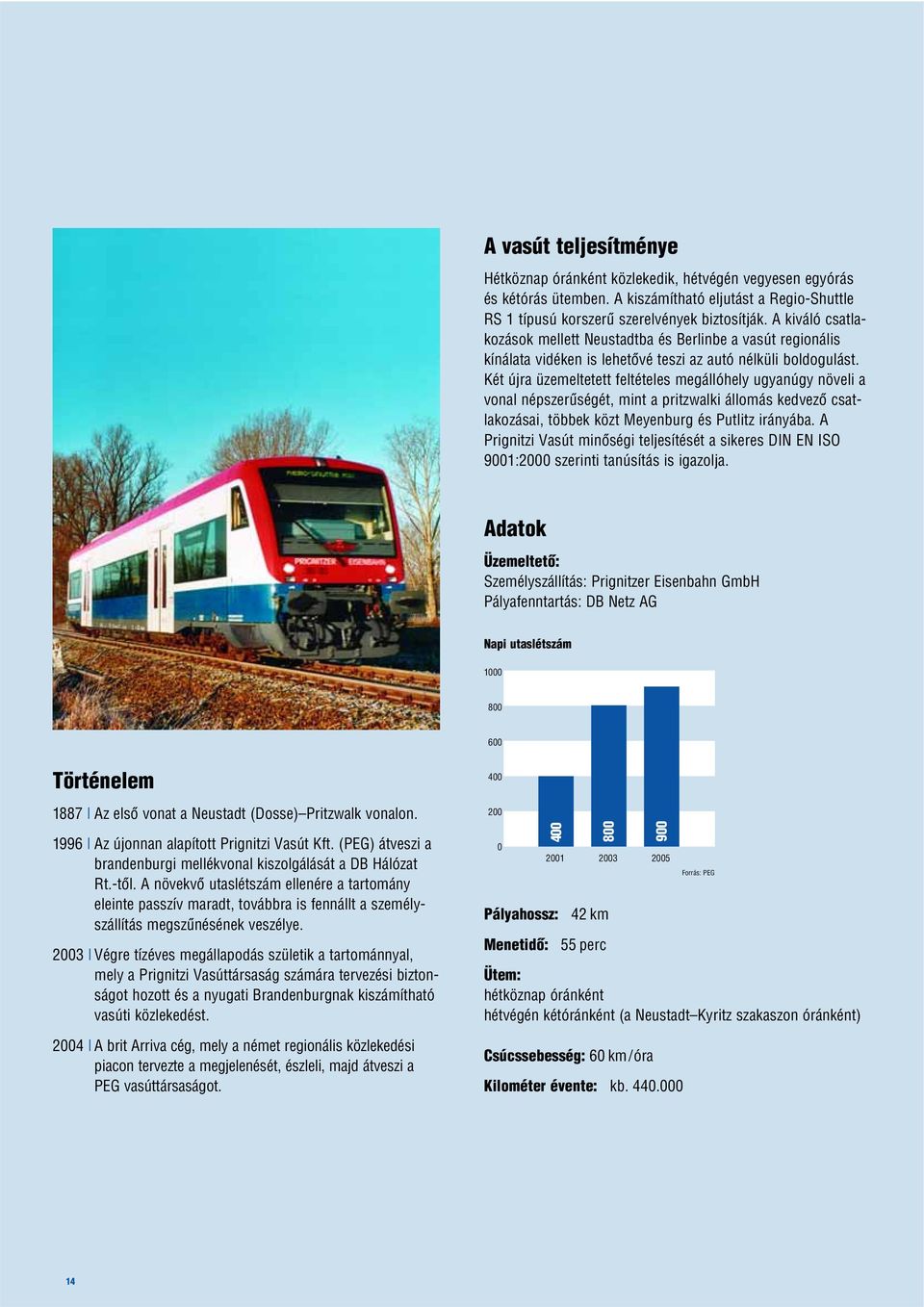 Két újra üzemeltetett feltételes megállóhely ugyanúgy növeli a vonal népszerûségét, mint a pritzwalki állomás kedvezõ csatlakozásai, többek közt Meyenburg és Putlitz irányába.