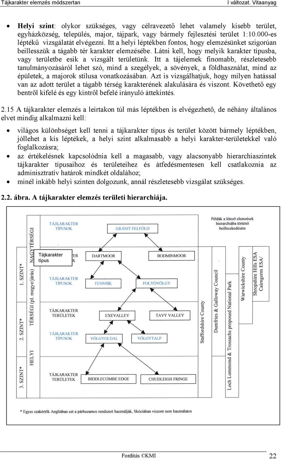 Itt a tájelemek finomabb, részletesebb tanulmányozásáról lehet szó, mind a szegélyek, a sövények, a földhasználat, mind az épületek, a majorok stílusa vonatkozásában.