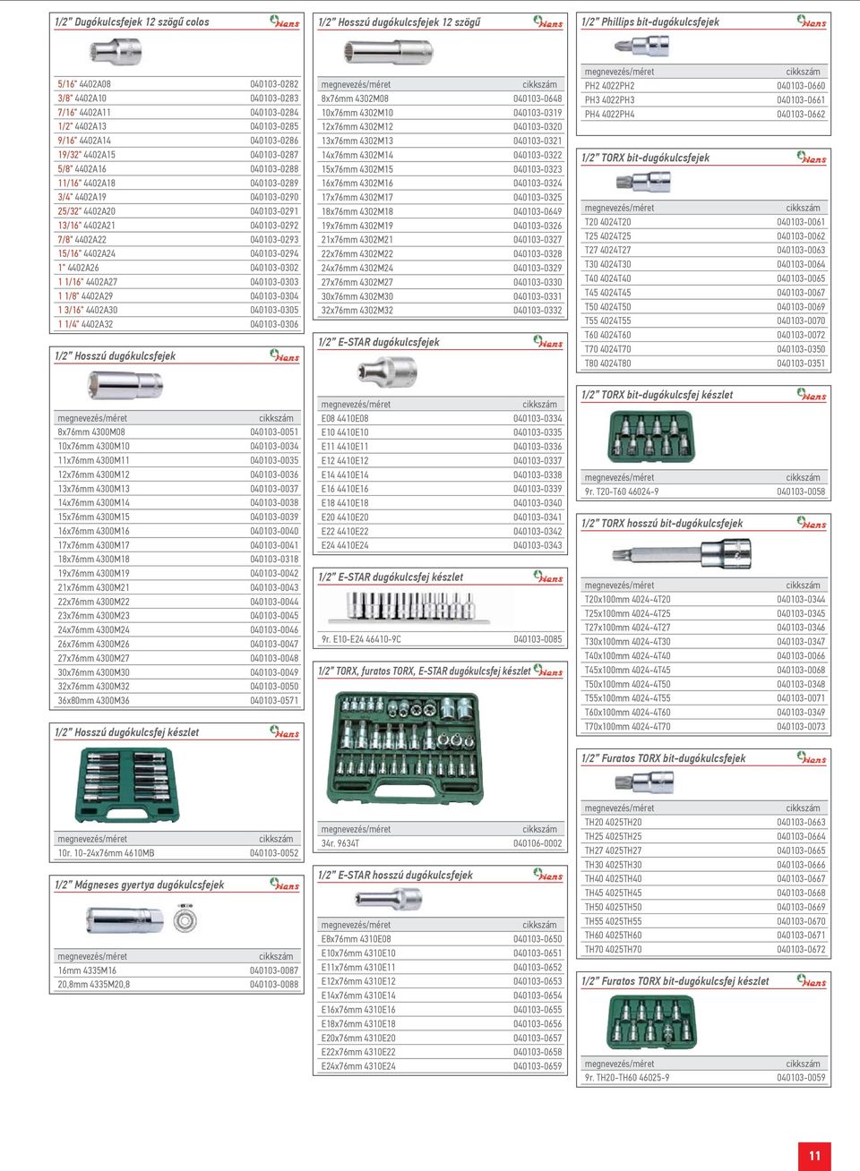 7/8" 4402A22 040103-0293 15/16" 4402A24 040103-0294 1" 4402A26 040103-0302 1 1/16" 4402A27 040103-0303 1 1/8" 4402A29 040103-0304 1 3/16" 4402A30 040103-0305 1 1/4" 4402A32 040103-0306 1/2 Hosszú