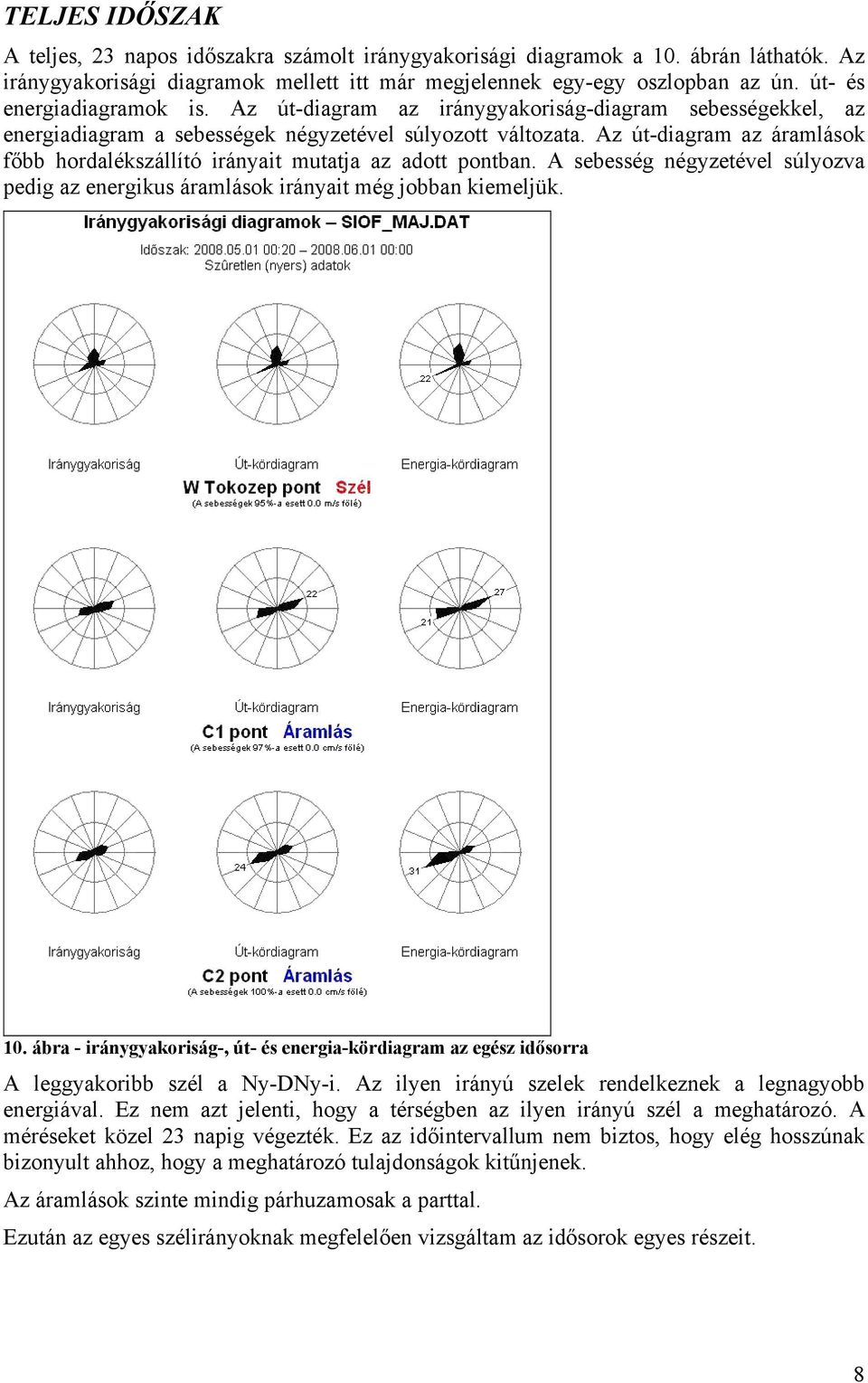 Az út-diagram az áramlások főbb hordalékszállító irányait mutatja az adott pontban. A sebesség négyzetével súlyozva pedig az energikus áramlások irányait még jobban kiemeljük. 10.