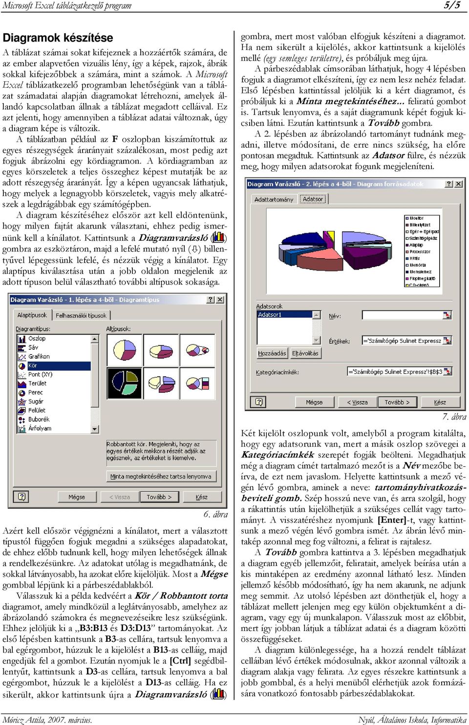 A Microsoft Excel táblázatkezelő programban lehetőségünk van a táblázat számadatai alapján diagramokat létrehozni, amelyek állandó kapcsolatban állnak a táblázat megadott celláival.