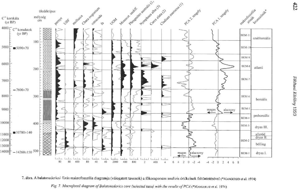 főkomponens analízis értékeinek feltüntetésével (»MANGERUD et al.