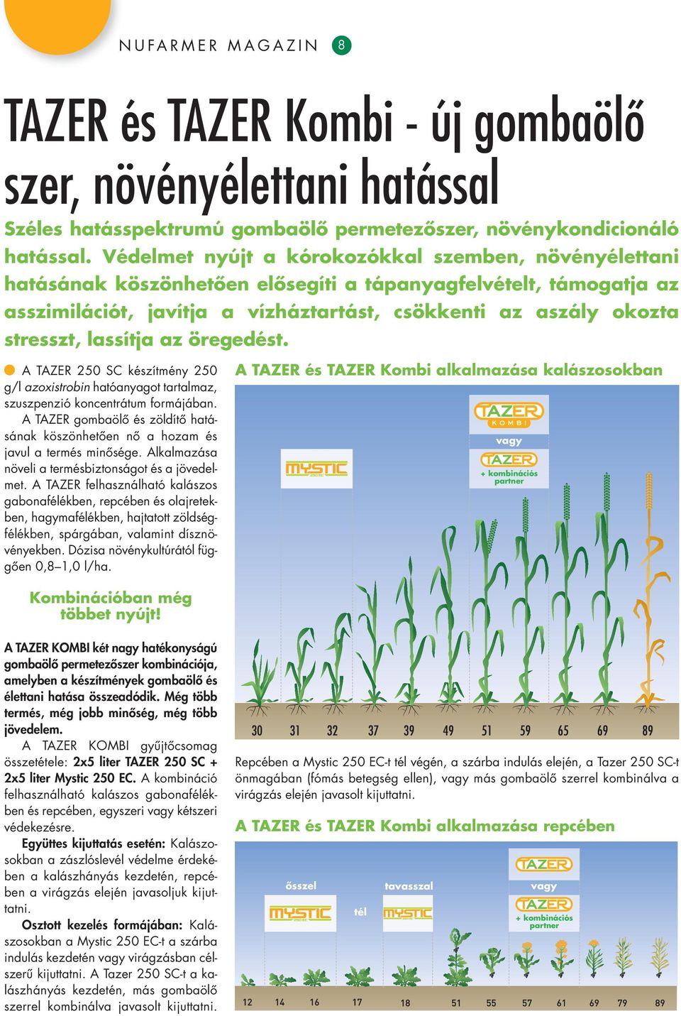 lassítja az öregedést. A TAZER 250 SC készítmény 250 g/l azoxistrobin hatóanyagot tartalmaz, szuszpenzió koncentrátum formájában.