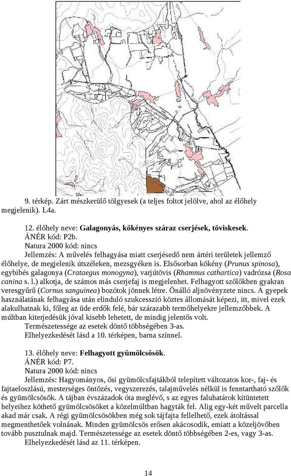 Elsősorban kökény (Prunus spinosa), egybibés galagonya (Crataegus monogyna), varjútövis (Rhamnus cathartica) vadrózsa (Rosa canina s. l.) alkotja, de számos más cserjefaj is megjelenhet.