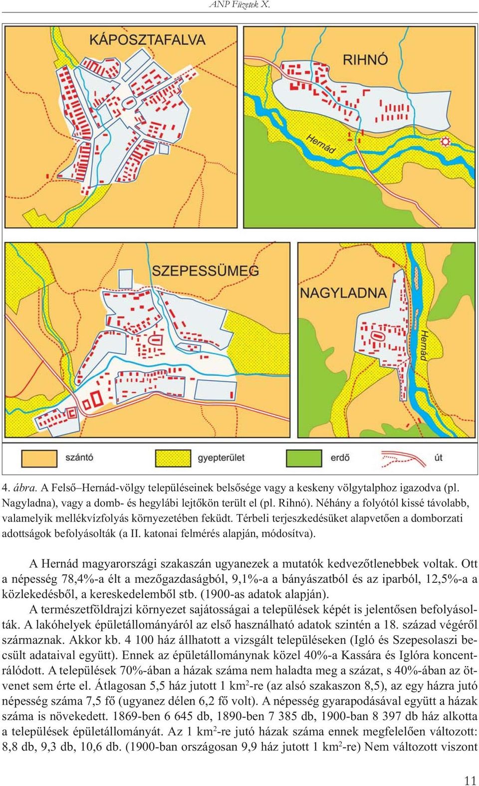 katonai felmérés alapján, módosítva). A Hernád magyarországi szakaszán ugyanezek a mutatók kedvezõtlenebbek voltak.