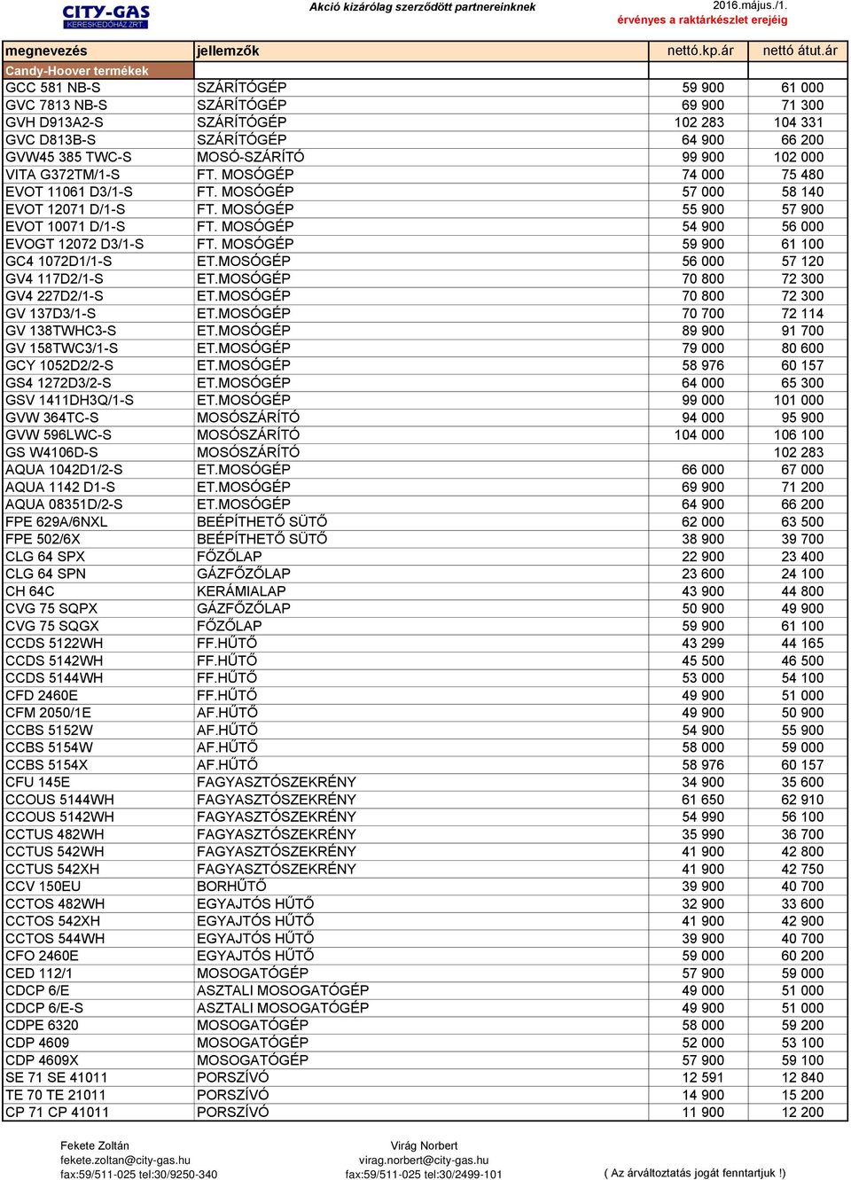 MOSÓ-SZÁRÍTÓ 99 900 102 000 VITA G372TM/1-S FT. MOSÓGÉP 74 000 75 480 EVOT 11061 D3/1-S FT. MOSÓGÉP 57 000 58 140 EVOT 12071 D/1-S FT. MOSÓGÉP 55 900 57 900 EVOT 10071 D/1-S FT.