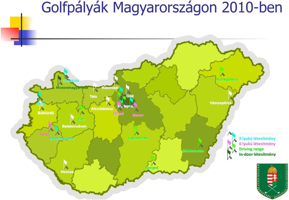 Vámospércs Balatonudvari Hévíz Balatongyörök Lajosmizse Békéscsaba 18 lyukú