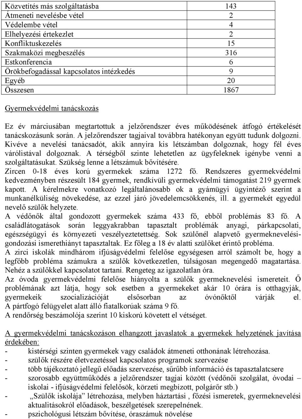 A jelzőrendszer tagjaival továbbra hatékonyan együtt tudunk dolgozni. Kivéve a nevelési tanácsadót, akik annyira kis létszámban dolgoznak, hogy fél éves várólistával dolgoznak.