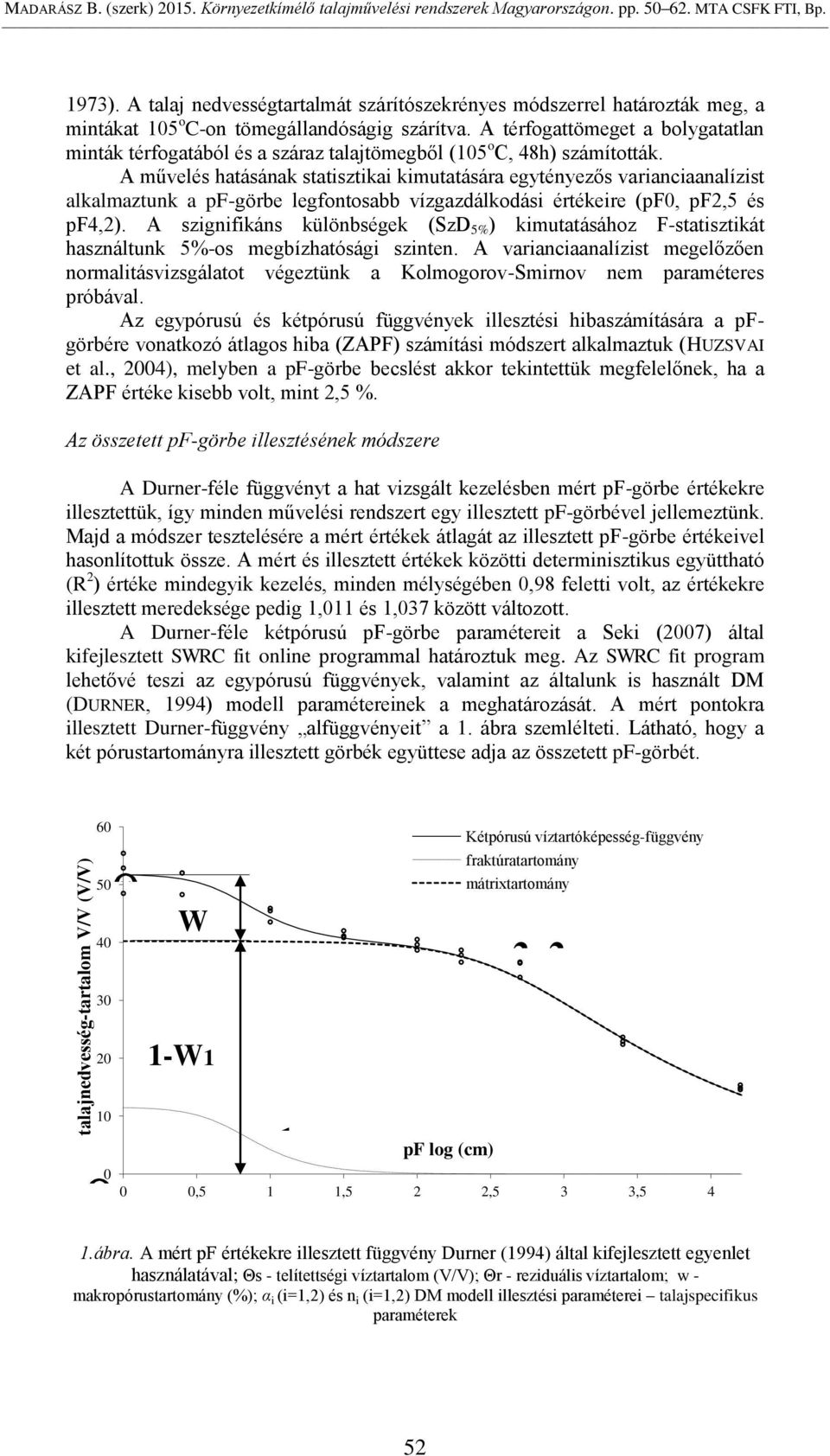 A térfogattömeget a bolygatatlan minták térfogatából és a száraz talajtömegből (105 o C, 48h) számították.