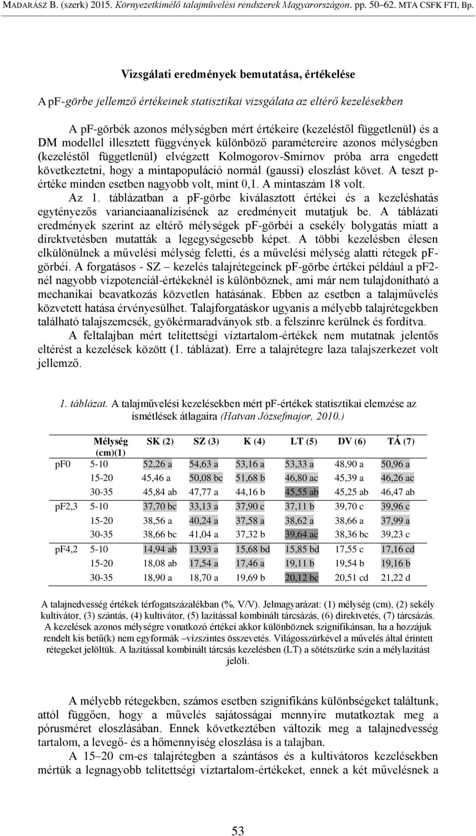 (gaussi) eloszlást követ. A teszt p- értéke minden esetben nagyobb volt, mint 0,1. A mintaszám 18 volt. Az 1.