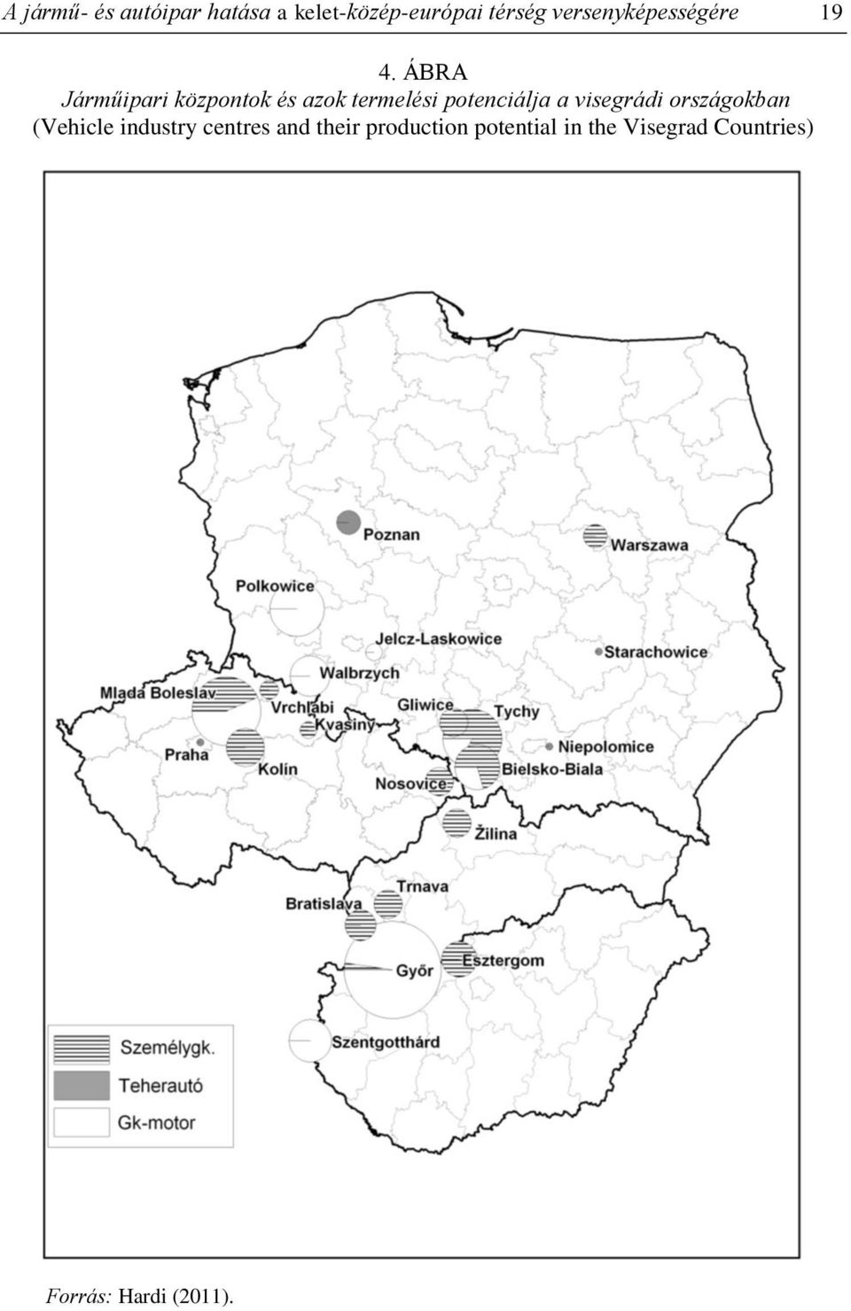 ÁBRA Járműipari központok és azok termelési potenciálja a