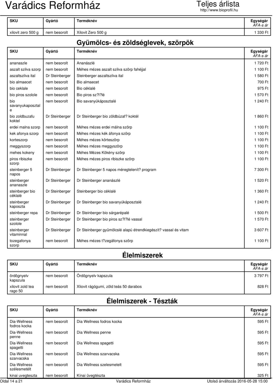 szolole nem besorolt Bio piros sz?l?lé 1 570 Ft bio savanyukaposztal e bio zoldbuzafu koktel nem besorolt Bio savanyúkáposztalé 1 240 Ft Dr Steinberger Dr Steinberger bio zöldbúzaf?