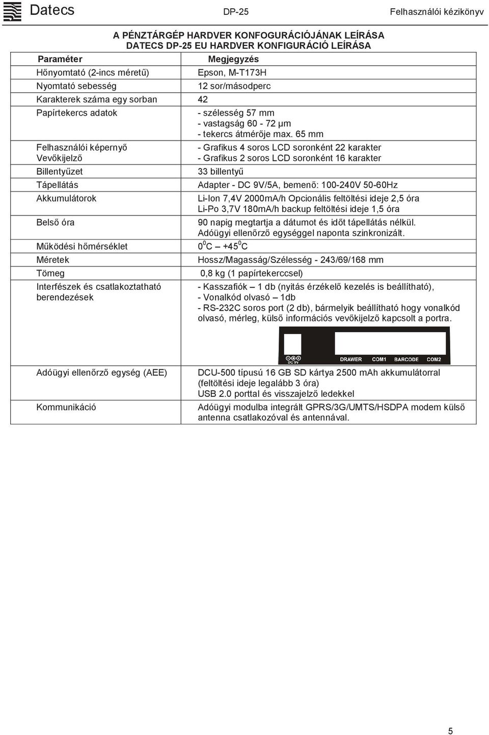 sor/másodperc - szélesség 57 mm - vastagság 60-72 µm - tekercs átmérője max.