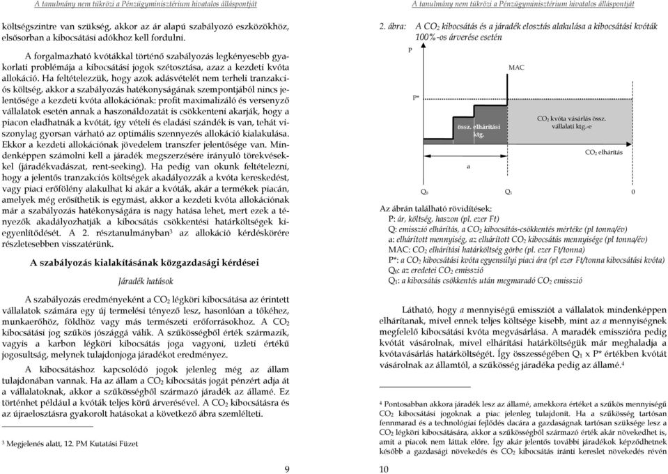 Ha feltételezzük, hogy azok adásvételét nem terheli tranzakciós költség, akkor a szabályozás hatékonyságának szempontjából nincs jelentősége a kezdeti kvóta allokációnak: profit maximalizáló és