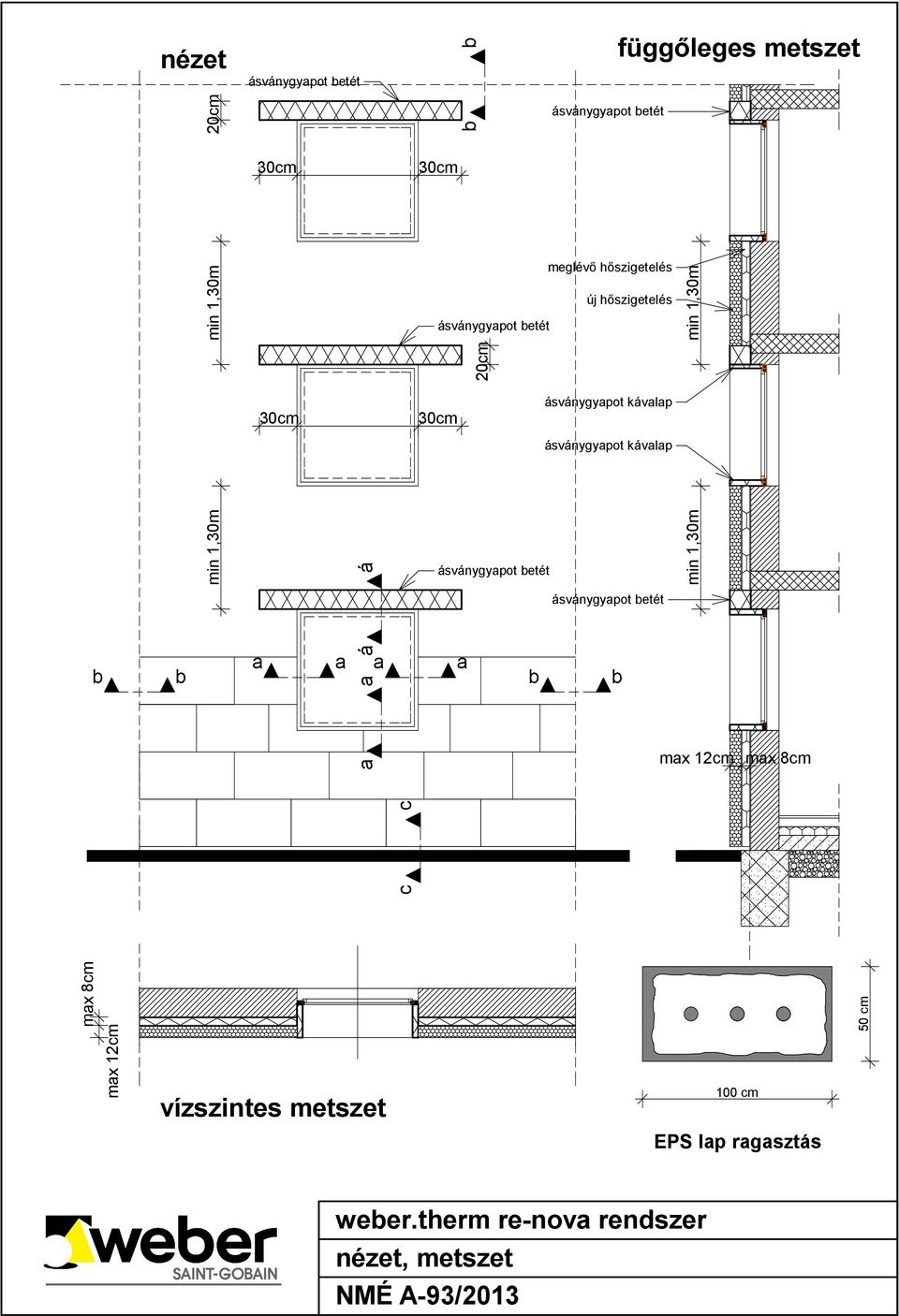 a a a b b b b a a 50 cm min,0m min,0m max cm max 8cm c c max cm vízszintes