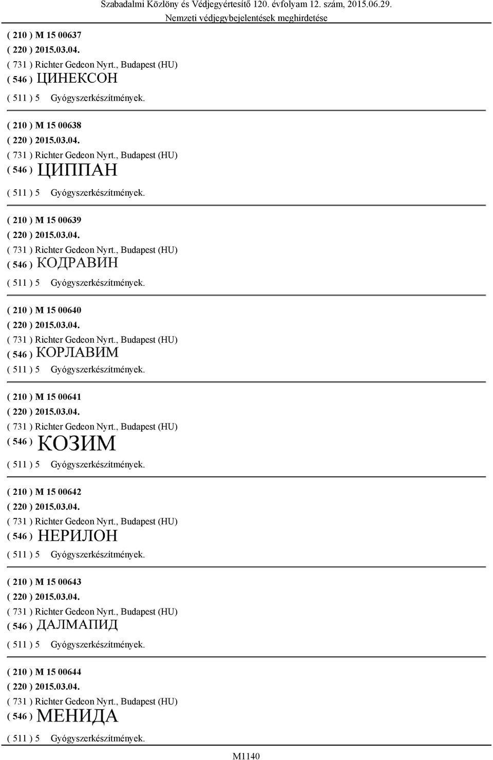 210 ) M 15 00641 ( 210 ) M 15 00642 (