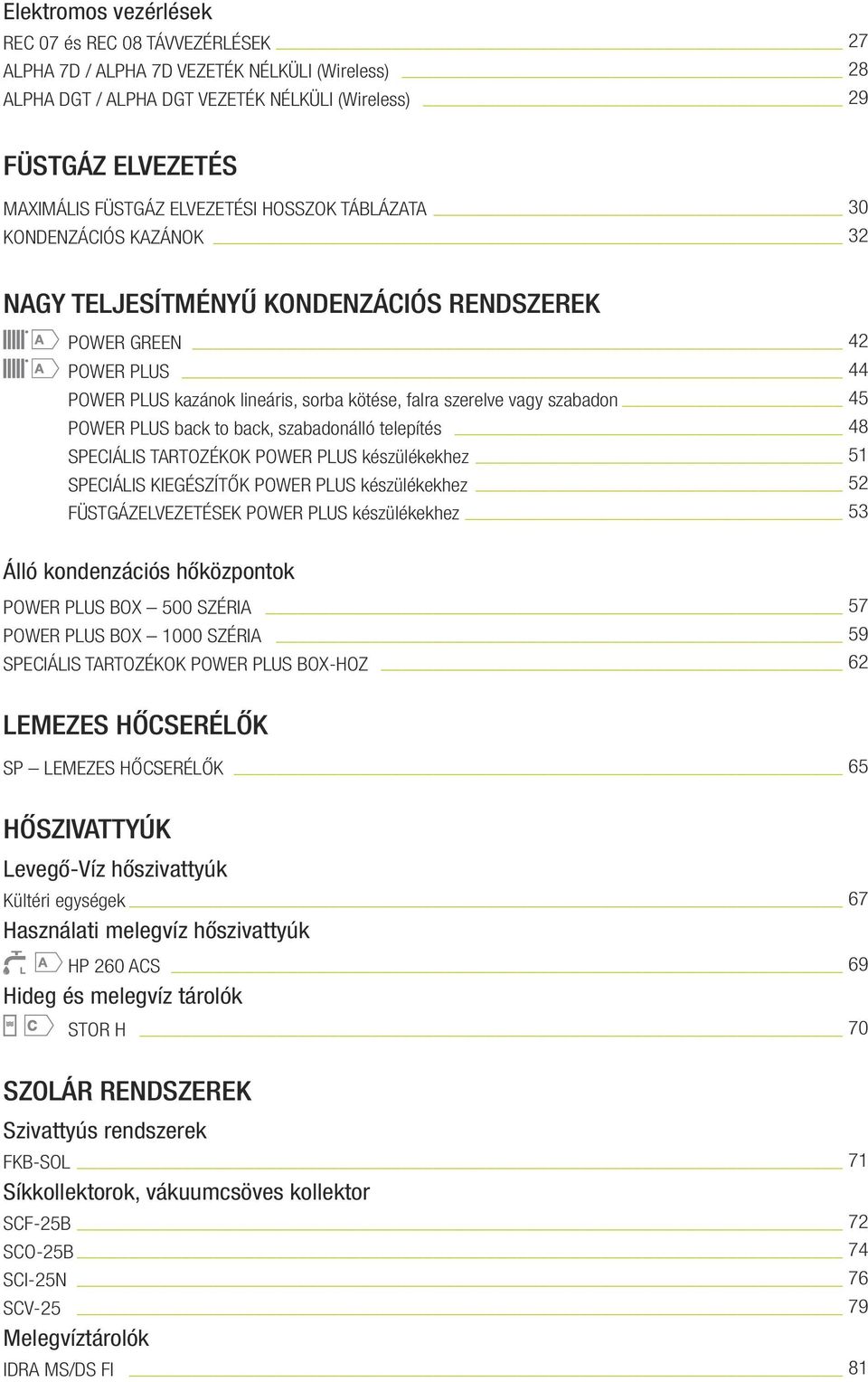 45 Power Plus back to back, szabadonálló telepítés 48 Speciális tartozékok Power Plus készülékekhez 51 Speciális kiegészítők Power Plus készülékekhez 52 Füstgázelvezetések Power Plus készülékekhez 53