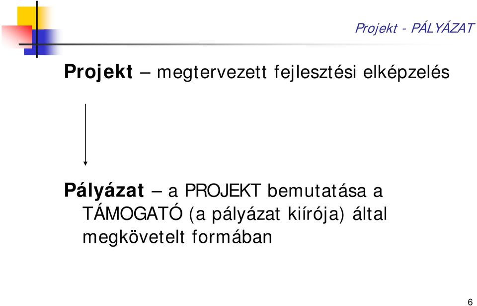 Pályázat a PROJEKT bemutatása a