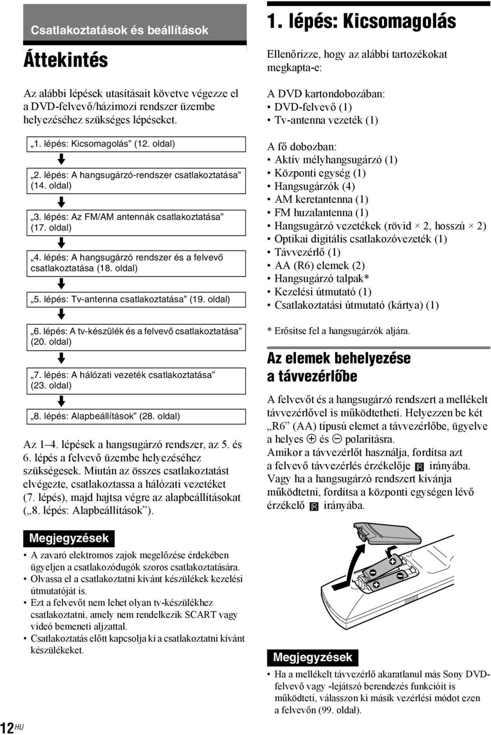 oldal) m 5. lépés: Tv-antenna csatlakoztatása (19. oldal) m 6. lépés: A tv-készülék és a felvevő csatlakoztatása (20. oldal) m 7. lépés: A hálózati vezeték csatlakoztatása (23. oldal) m 8.