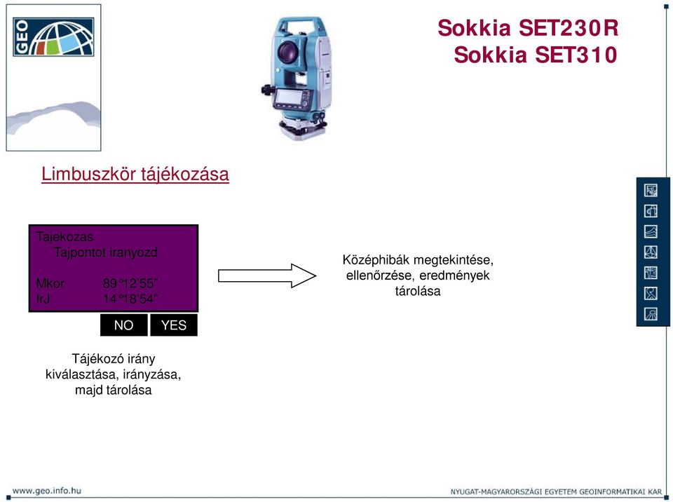 Középhibák megtekintése, ellenőrzése, eredmények