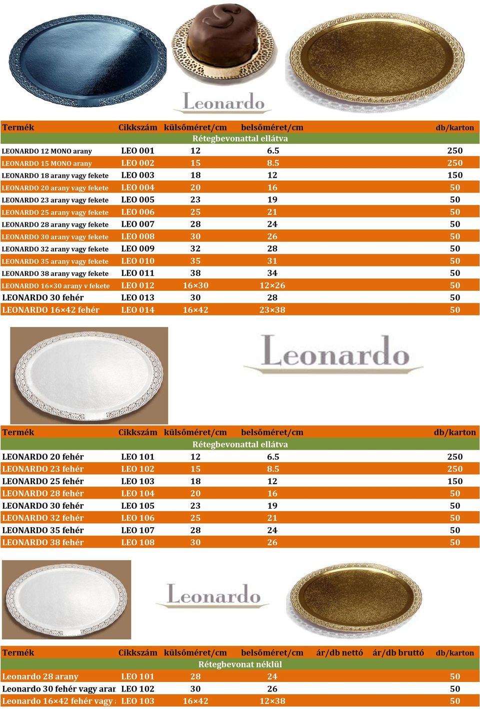 LEONARDO 28 arany vagy fekete LEO 007 28 24 50 LEONARDO 30 arany vagy fekete LEO 008 30 26 50 LEONARDO 32 arany vagy fekete LEO 009 32 28 50 LEONARDO 35 arany vagy fekete LEO 010 35 31 50 LEONARDO 38