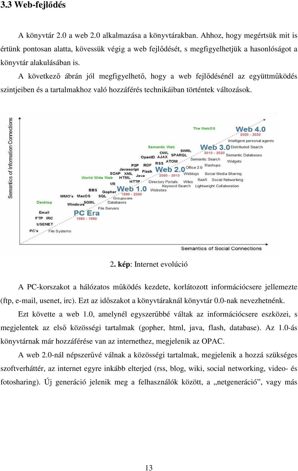 A következő ábrán jól megfigyelhető, hogy a web fejlődésénél az együttműködés szintjeiben és a tartalmakhoz való hozzáférés technikáiban történtek változások. 2.