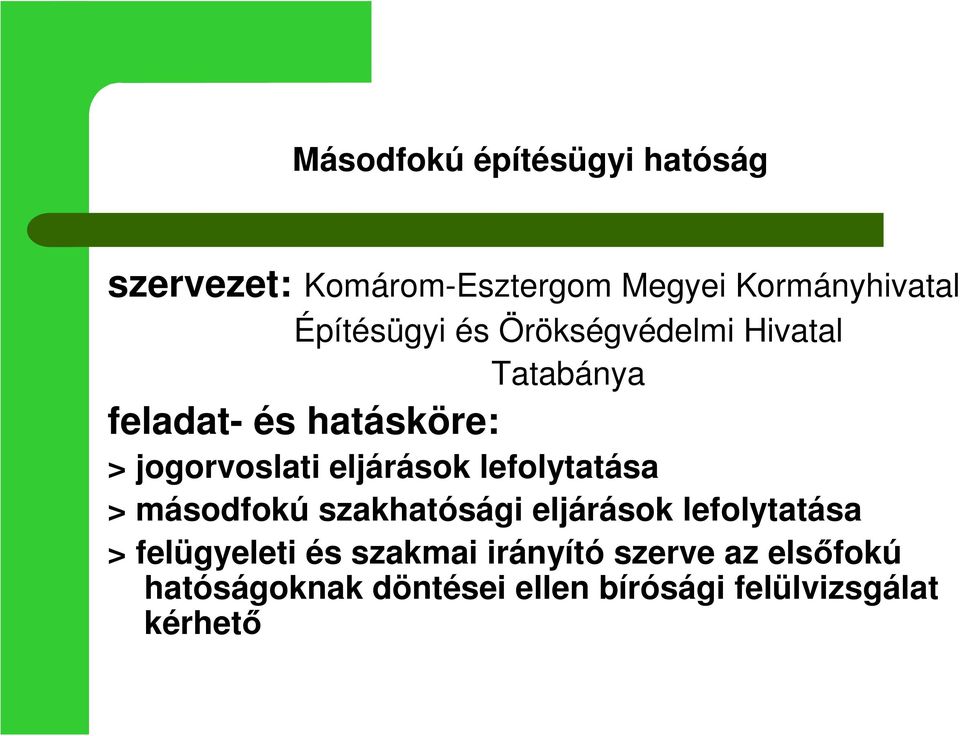 eljárások lefolytatása > másodfokú szakhatósági eljárások lefolytatása > felügyeleti