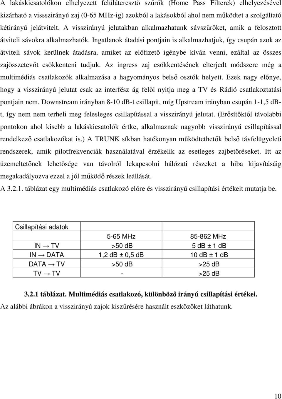 Ingatlanok átadási pontjain is alkalmazhatjuk, így csupán azok az átviteli sávok kerülnek átadásra, amiket az előfizető igénybe kíván venni, ezáltal az összes zajösszetevőt csökkenteni tudjuk.