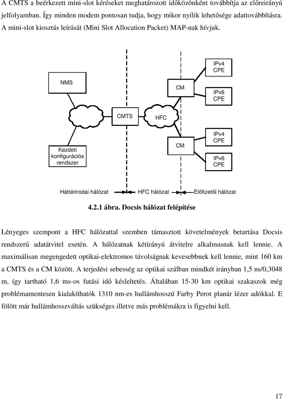 IPv4 CPE NMS CM IPv6 CPE CMTS HFC Kezdeti konfigurációs rendszer CM IPv4 CPE IPv6 CPE Háttérirodai hálózat HFC hálózat Előfizetői hálózat 4.2.1 ábra.