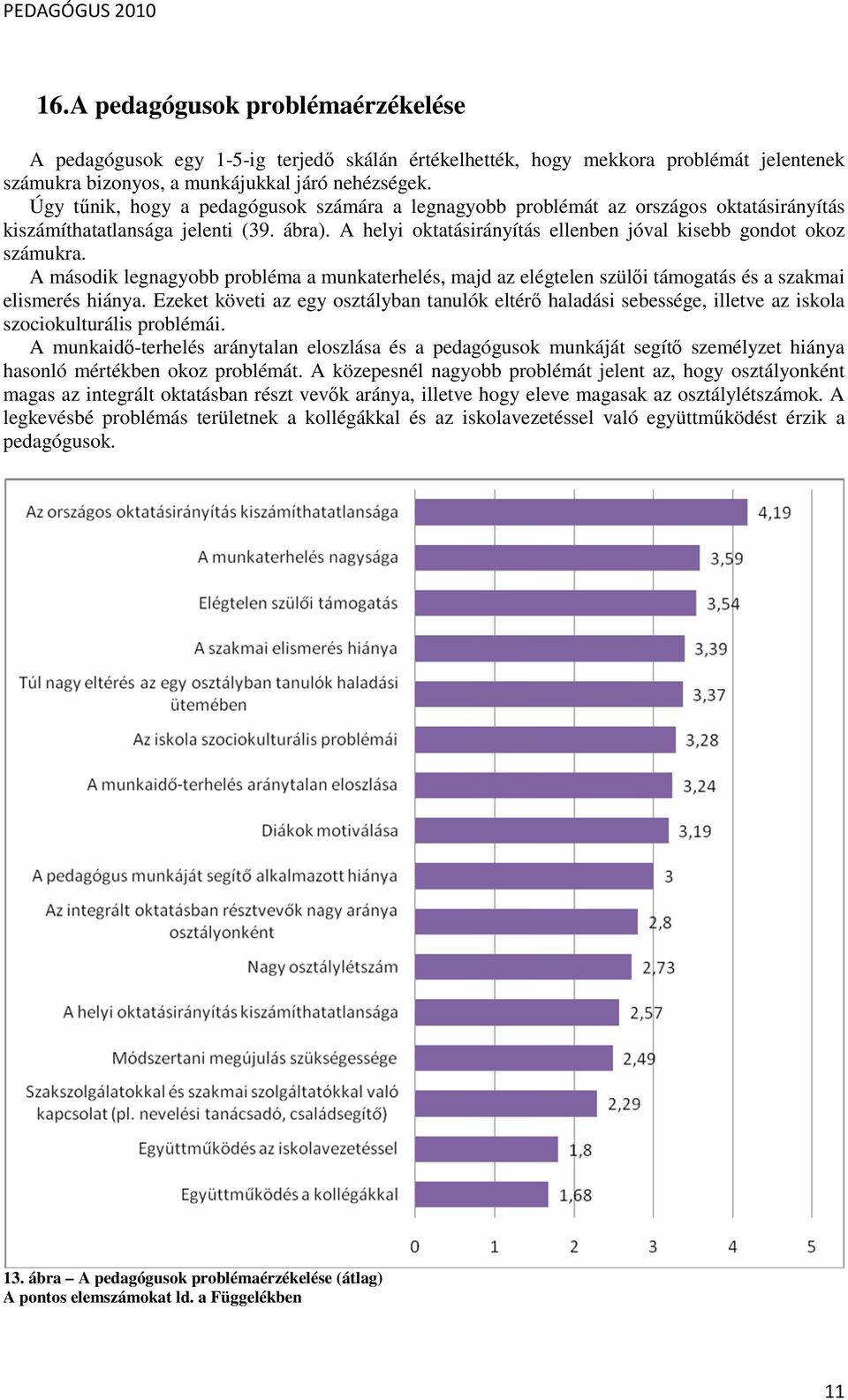 A második legnagyobb probléma a munkaterhelés, majd az elégtelen szülıi támogatás és a szakmai elismerés hiánya.