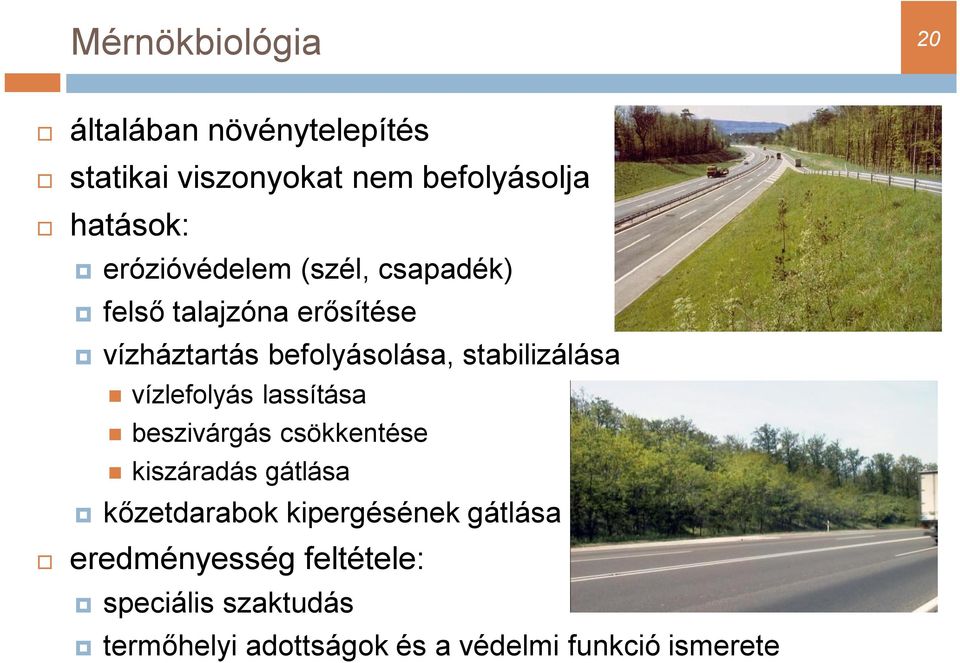 stabilizálása vízlefolyás lassítása beszivárgás csökkentése kiszáradás gátlása kőzetdarabok