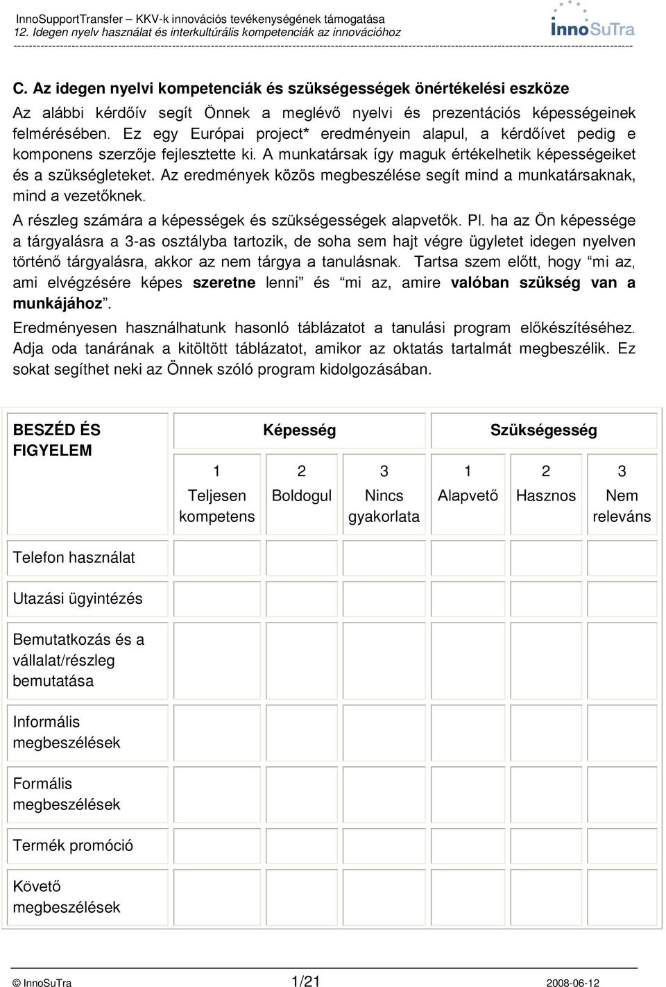 Az eredmények közös megbeszélése segít mind a munkatársaknak, mind a vezetőknek. A részleg számára a képességek és szükségességek alapvetők. Pl.